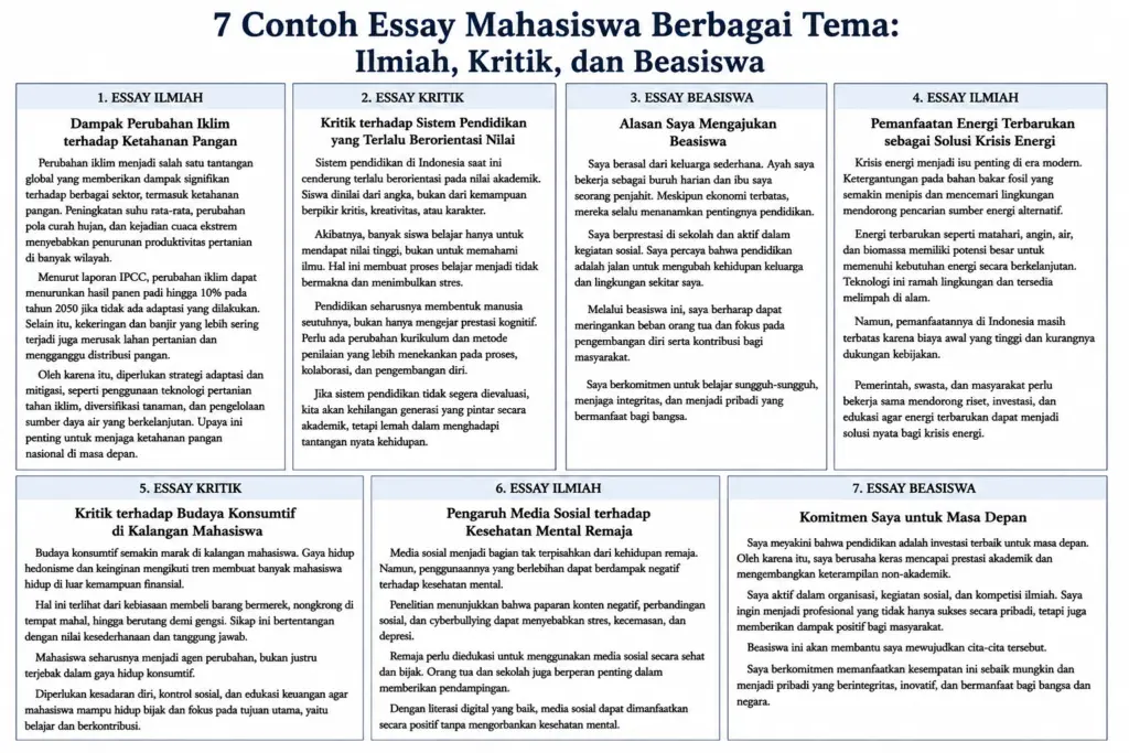 7 Contoh Essay Mahasiswa Berbagai Tema: Ilmiah, Kritik, dan Beasiswa