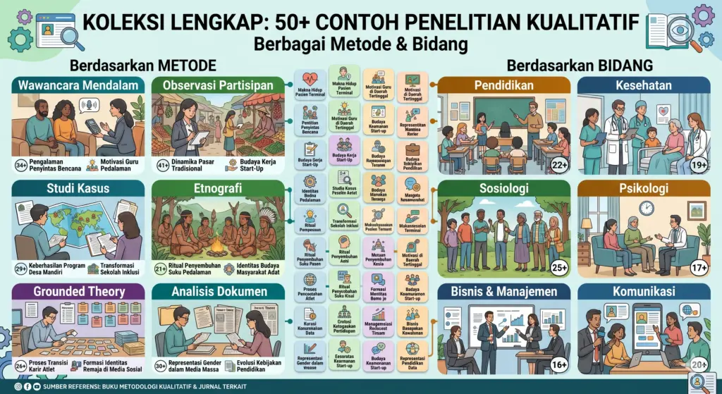 50+ Contoh Penelitian Kualitatif Lengkap: Berbagai Metode & Bidang